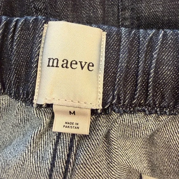 Maeve Anthropologie Wide Leg Pants Size Medium Dark Wash Pull On Striped - Picture 10 of 14